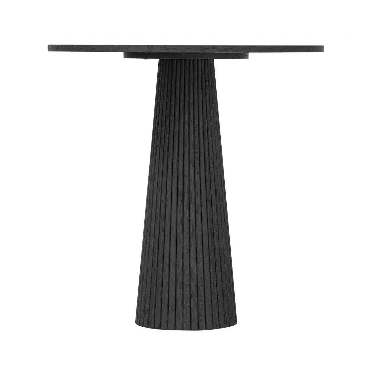 Modern black wood pedestal table with fluted base, luxury designer accent furniture