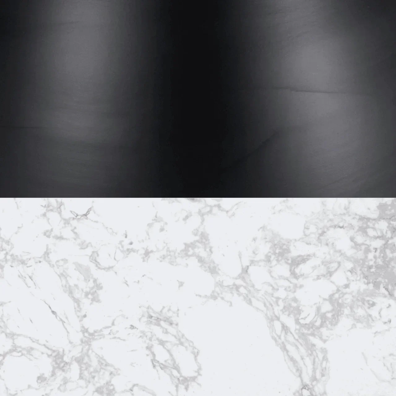 Black wood surface paired with white marble tabletop, modern luxury furniture materials