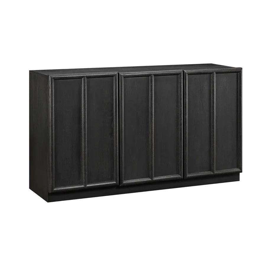 Modern black sideboard with vertical panel detailing, handcrafted wood furniture