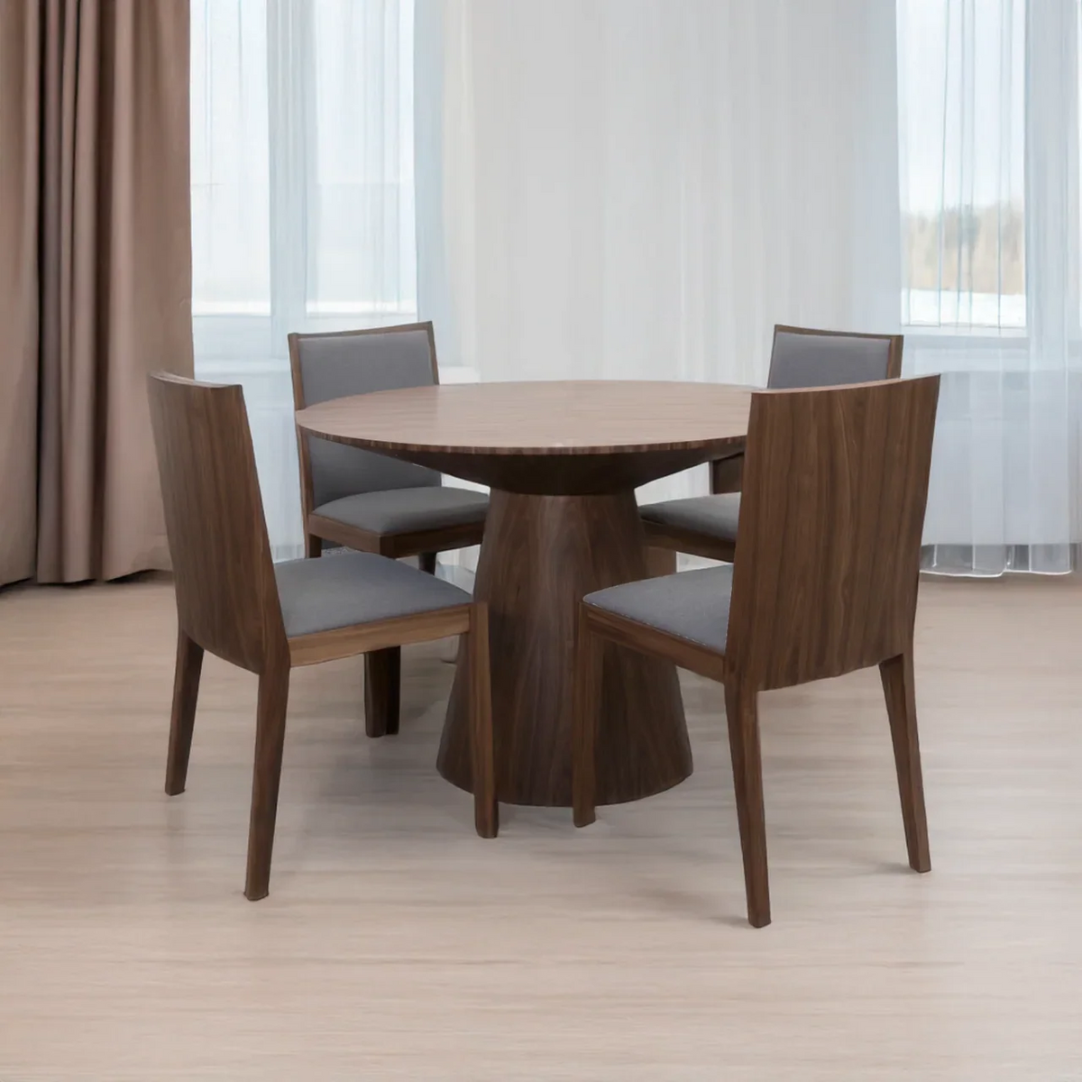 Lotus Dining Chair - Walnut and grey