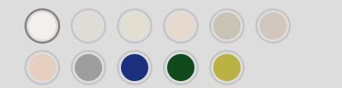 Assorted fabric color swatches in neutral, blue, green, yellow, and grey tones on a light background