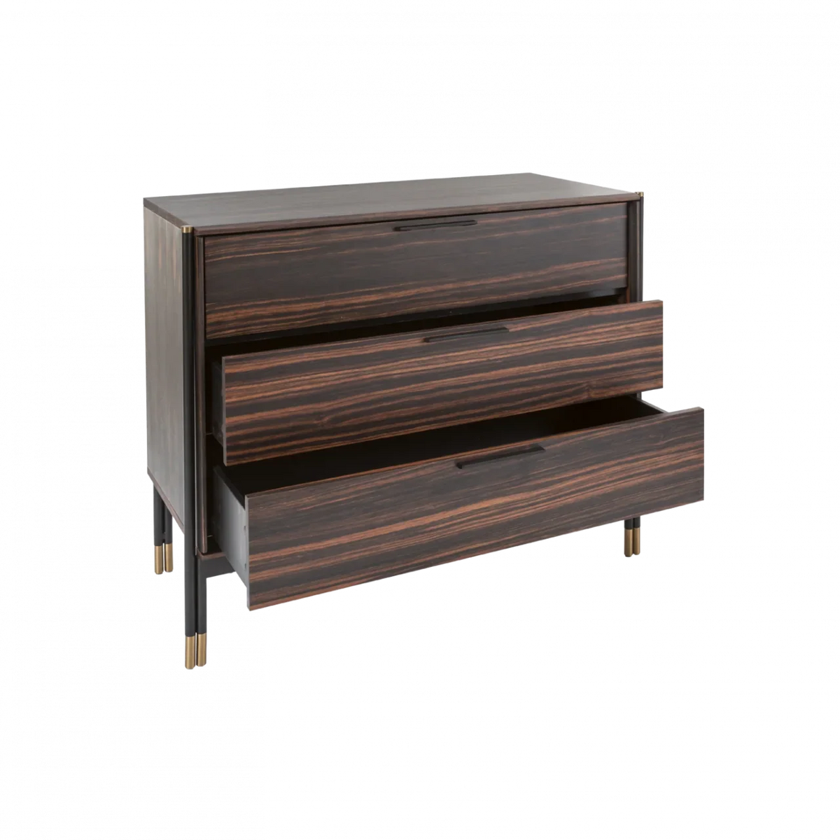 Bali 3 Drawer Chest  - Ebony / Grey