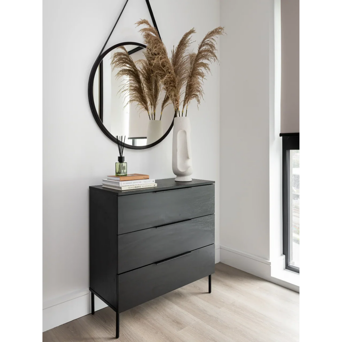 Luna 3 Drawer Chest - Black