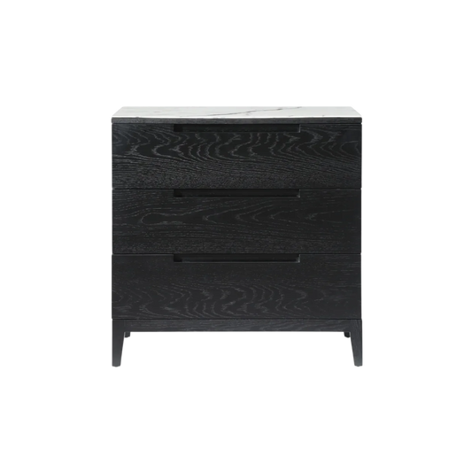 Orchid 3 Drawer Chest - Marble  - Wenge (Black Stained Oak)