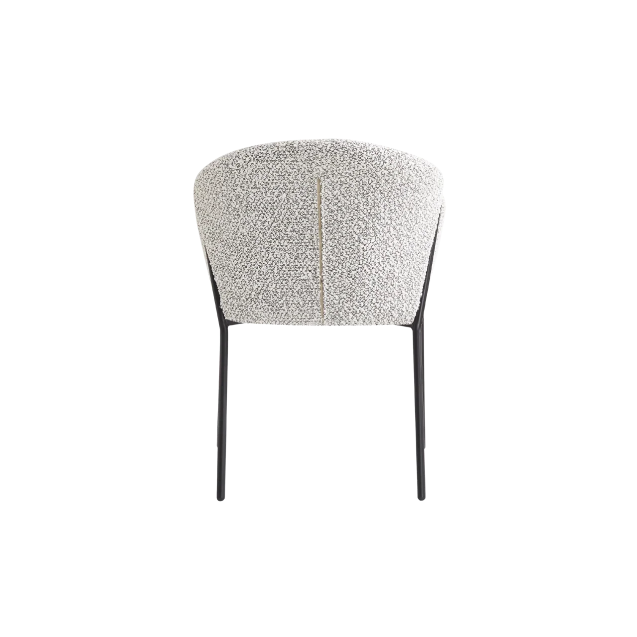 Modern ivory boucle accent chair with curved back and slim black metal legs