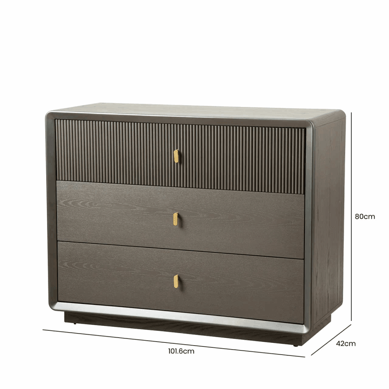Amelie Smoke Grey Elm 3 Drawer Chest - SEET London