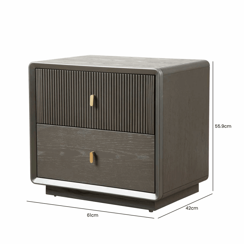 Amelie Smoke Grey Elm 2 Drawer Cabinet - SEET London