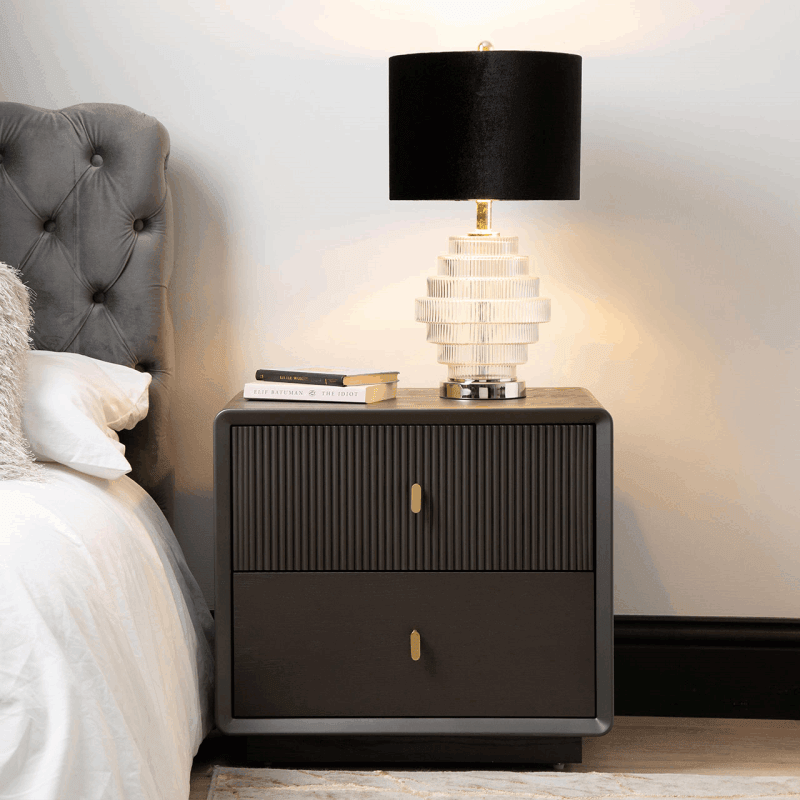 Amelie Smoke Grey Elm 2 Drawer Cabinet - SEET London