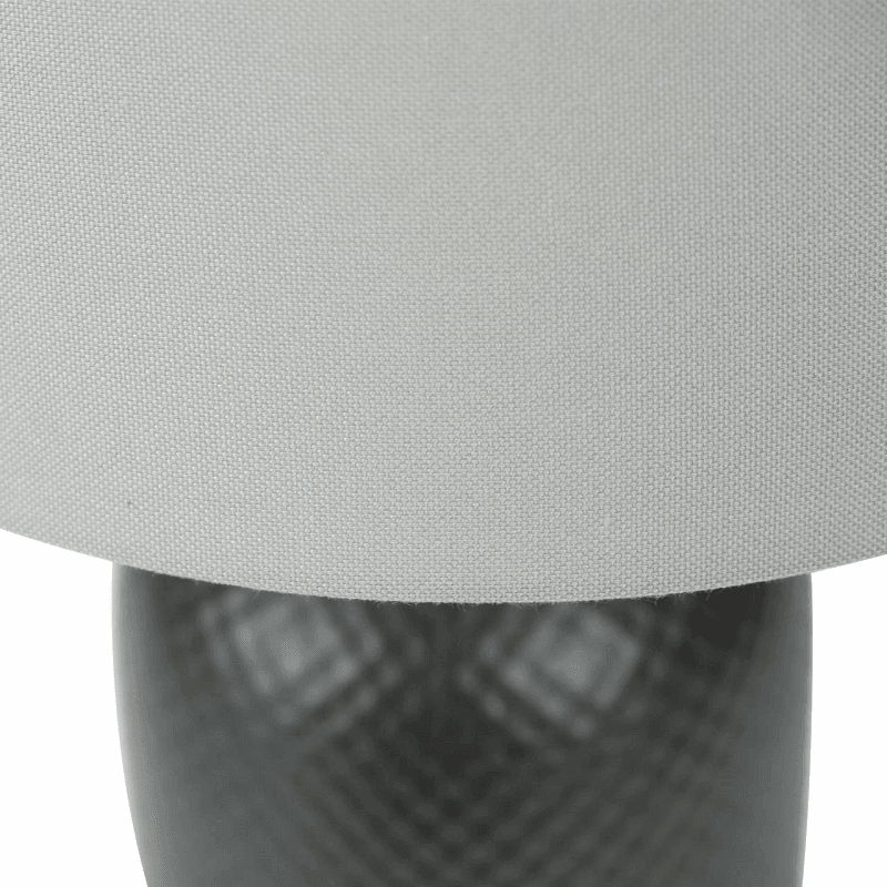 Black Patterned Ceramic Table Lamp with Grey Linen Shade 48cm - SEET London