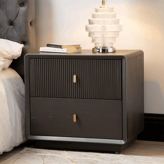 Amelie Smoke Grey Elm 2 Drawer Cabinet - SEET London