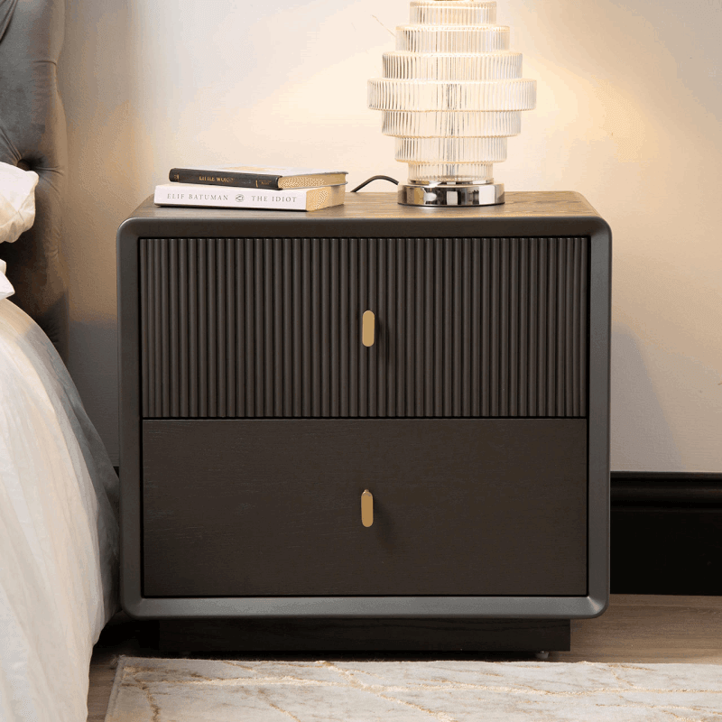 Amelie Smoke Grey Elm 2 Drawer Cabinet - SEET London